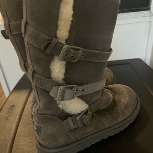 UGG Charcoal Grey  Boots with Shearling Trim